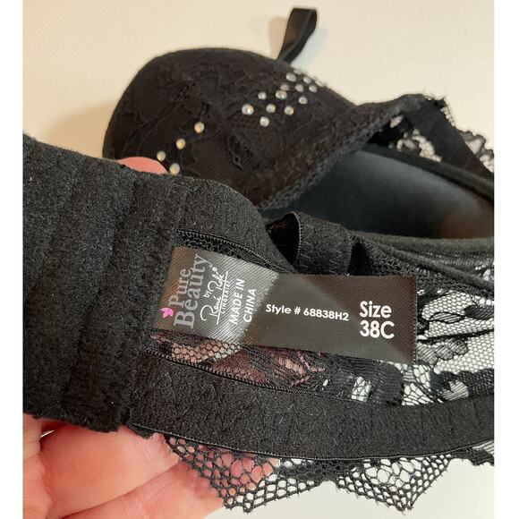 New Pure Beauty Size 38 C  Bra Rene Rofe Underwire Black Lace - Picture 6 of 6